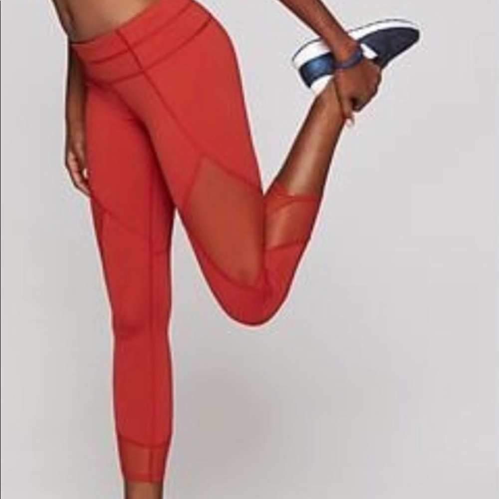 Athletes Red Capri Leggings